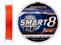 Шнур Favorite Smart PE 8x #1.5, (0,202 мм), 150 м, красно-оранжевый