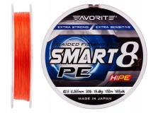 Шнур Favorite Smart PE 8x #2.5, (0,265 мм), 150 м, красно-оранжевый