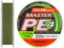 Шнур Select Master PE 0,27 мм, 33 кг, 100 м, темно-зеленый