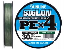 Шнур Sunline Siglon PE x4 #1.7 (0,223 мм), 150 м (темно-зеленый)
