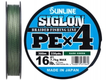 Шнур Sunline Siglon PE x4 #1 (0,171 мм), 300 м (темно-зеленый)
