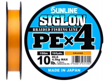 Шнур Sunline Siglon PE x4 #0.6 (0,132 мм), 150 м (оранжевый)