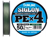 Шнур Sunline Siglon PE x4 #3 (0,296 мм), 150 м (темно-зеленый)