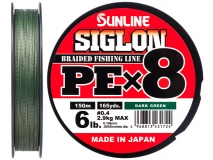 Шнур Sunline Siglon PE x8 #0.4 (0,108 мм), 150 м (темно-зеленый)