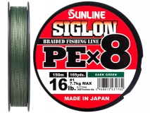 Шнур Sunline Siglon PE x8 #1 (0,171 мм), 150 м (темно-зеленый)