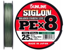Шнур Sunline Siglon PE x8 #1.5 (0,209 мм), 150 м (темно-зеленый)