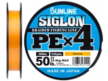 Шнур Sunline Siglon PE x4 #3 (0,296 мм), 300 м (оранжевый)