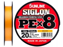 Шнур Sunline Siglon PE x8 #1.2 (0,187 мм), 150 м (оранжевый)