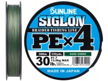 Шнур Sunline Siglon PE x4 #1.7 (0,223 мм), 300 м (темно-зеленый)
