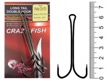 Крючок двойной Crazy Fish Long Tail Double Hook, #3/0, (3 шт.)