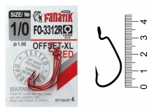 Крючок офсетный Fanatik FO-3312R-XL, #1/0, (4 шт.)