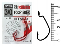 Крючок офсетный Fanatik FO-3312R-XL, #3/0, (3 шт.)