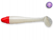 Силиконовая приманка Crazy Fish Vibro Fat 4", col.66RH (Pearl Snow/Red Head), (4 шт.)