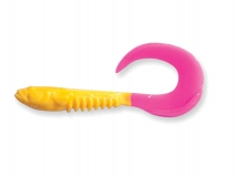 Силиконовая приманка Crazy Fish King Tail 2,5", col.0376T (Banana/Toxic Pink), (6 шт.)