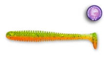 Силиконовая приманка Crazy Fish Vibro Worm 4", col.5D (Orange Chartreuse), (5 шт.)