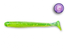 Силиконовая приманка Crazy Fish Vibro Worm 3,4", col.54 (Green Acid), (5 шт.)