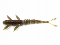 Силиконовая приманка FishUp Flit 4" - col.045 (Green Pumpkin/Red & Black), (7 шт.)