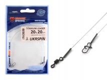 Поводок Orange титановый (AFW) 20 см, 20lb/9 кг, с вертлюгом и застежкой