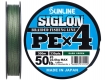 Шнур Sunline Siglon PE x4 #3 (0,296 мм), 300 м (темно-зеленый)